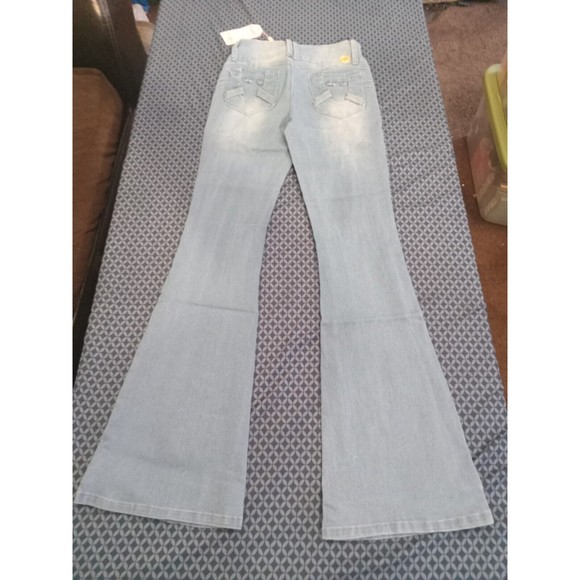 WAIST 29 IN SIZE 9 CTP FLARED JEANS STRETCH DENIM LIGHT BLUE, PUSH UP - Picture 10 of 11